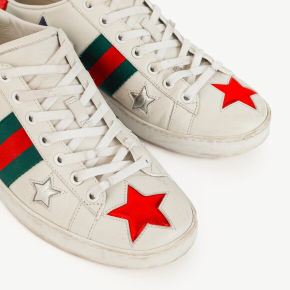 Gucci Ace Stars White Leather Low-Top Sneakers - Picture 6 of 13